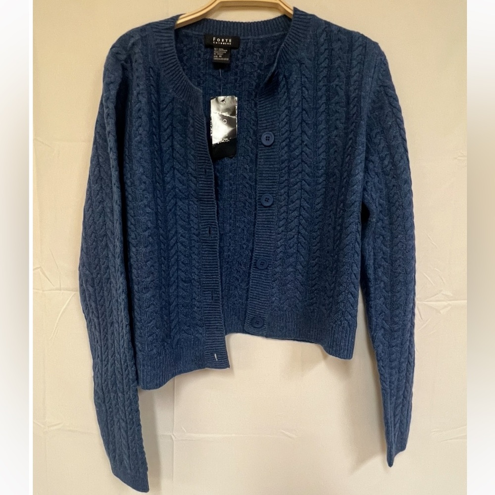 NEW Forté Cashmere women’s navy blue Cardigan size: M